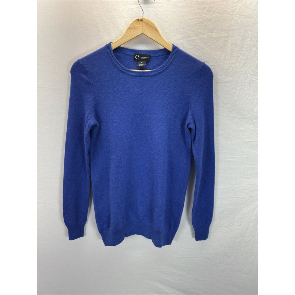 C by Bloomingdale's Royal Blue 100% Cashmere Crew Neck Sweater Size M Womens